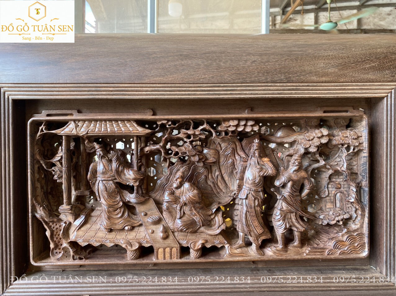 Thông tin chi tiết bộ trường kỷ đục tích tam quốc  gỗ gụ ta cũ 